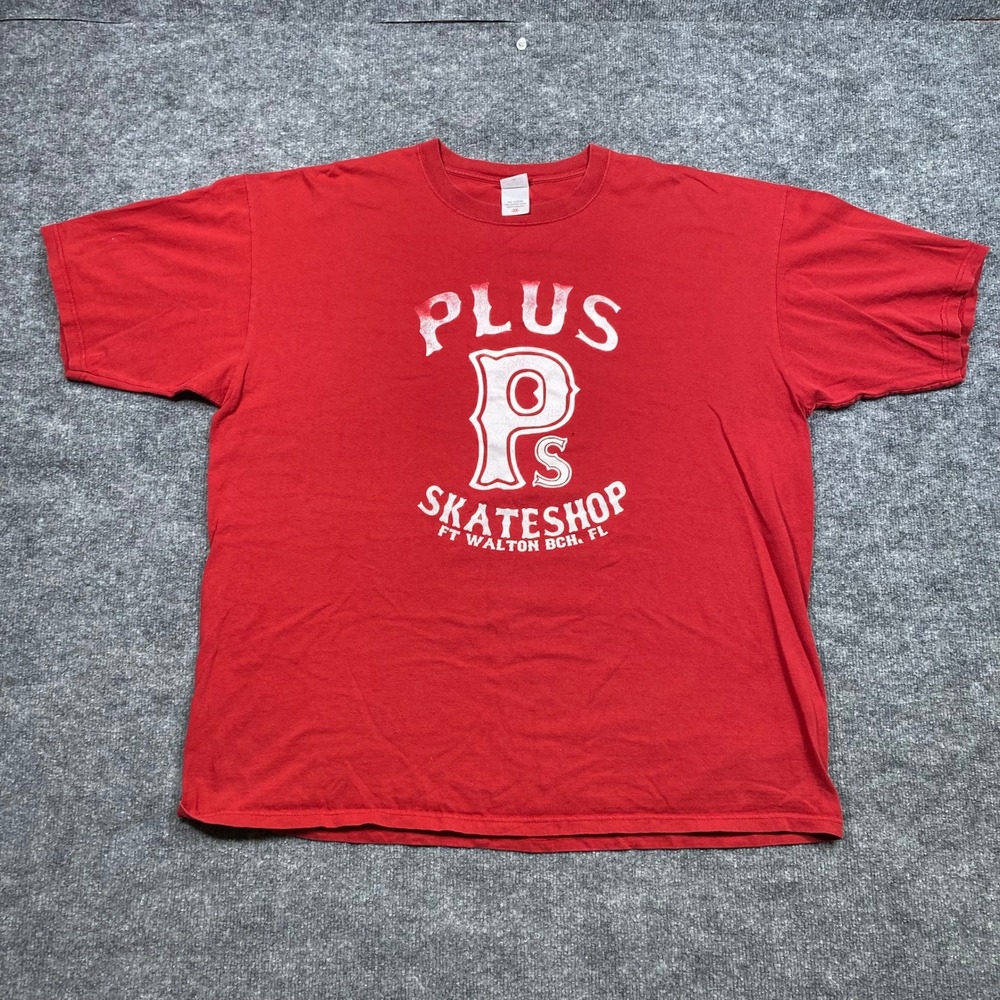 Plus Skateshop Ft Walton Beach FL Red Graphic T-Shirt Mens 3XL Anvil Cotton